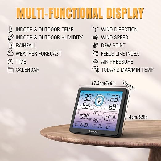Raddy VP7 5-in-1 Weather Station Wireless