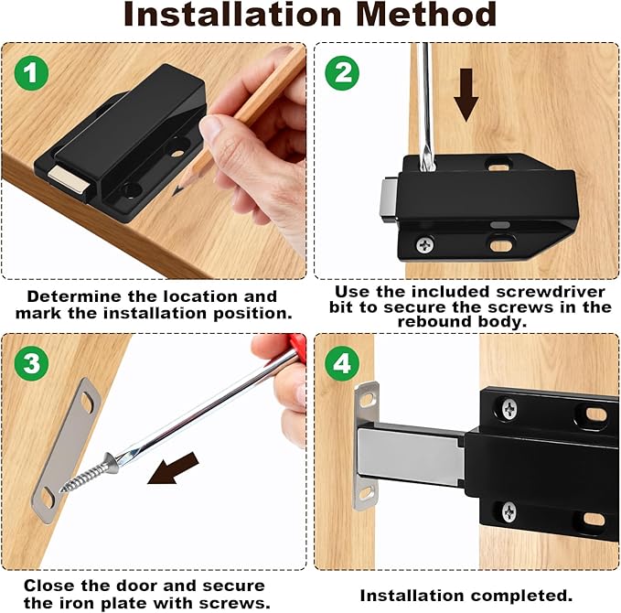 16 Pack Magnetic Push Latch, Heavy Duty Magnetic Touch Latch,