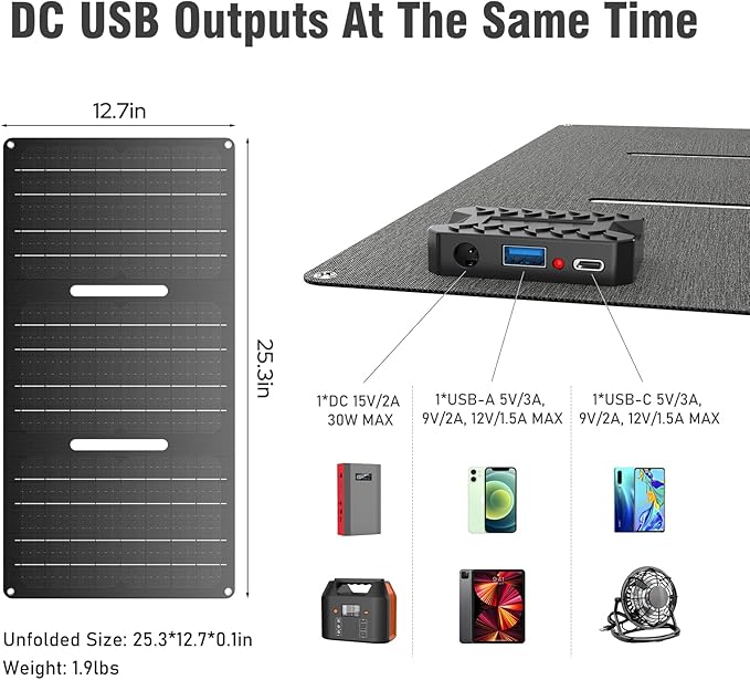 Portable Solar Power Bank with AC Outlet 65W 110V External Battery Pack