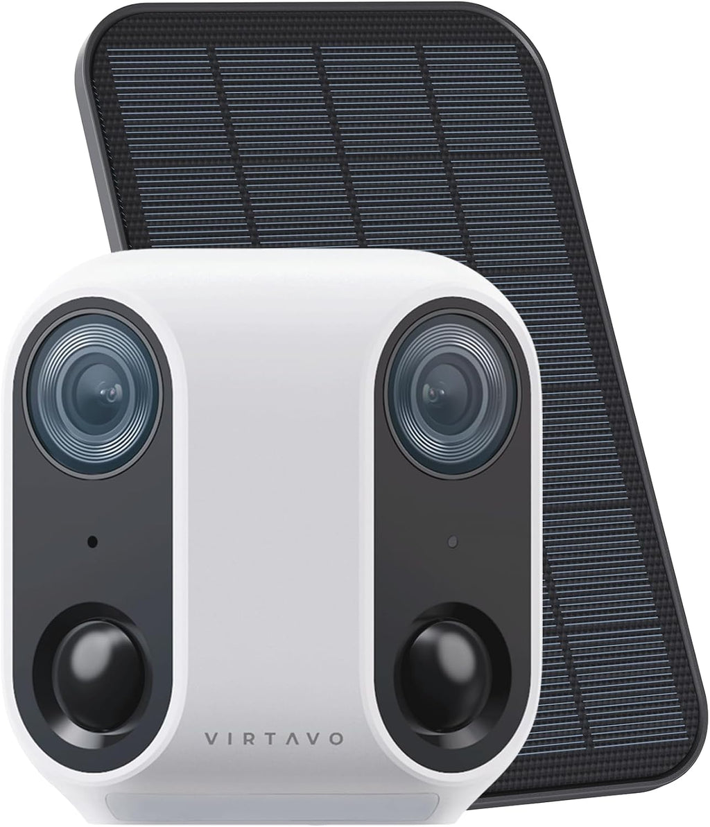 VIRTAVO Solar Security Camera Outdoor Wireless, Dual Lens Camera