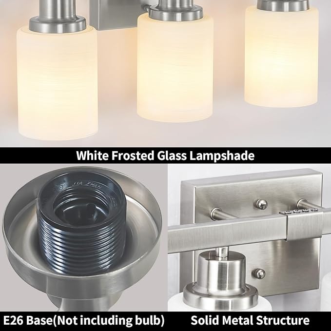 DIKAIDA 38" Bathroom Vanity Light, 6-Light Nickel Vanity Lights