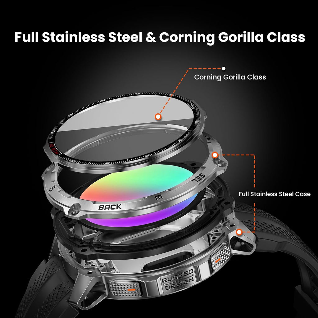 kospet tank t4 rugged smart watch, gps/offline maps, close-up detail