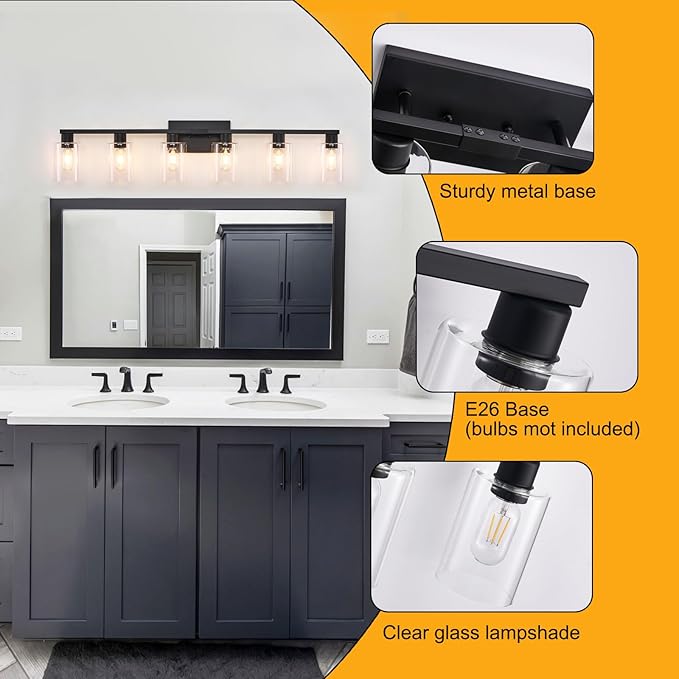 SOPEAS 6-Light Bathroom Vanity Light Black Vanity Lights