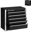 P.I.T. Mini Tool Box,Small Metal Toolbox Organizer with 5 Drawers,Black