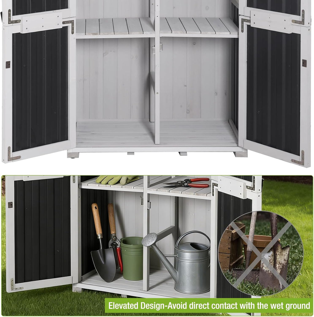 outdoor storage shed cabinet strong iron frame surrounding on a desk or shelf