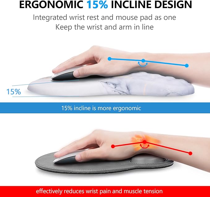 Mouse Pad Wrist Support, Laokiiy 2 in1 Keyboard Wrist Rest+ Ergonomic Mouse Pad
