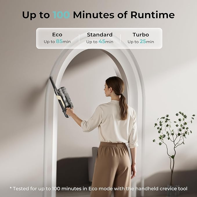 Candy Cordless Stick Vacuum Cleaner, 320AW Powerful Suction, 100min Runtime