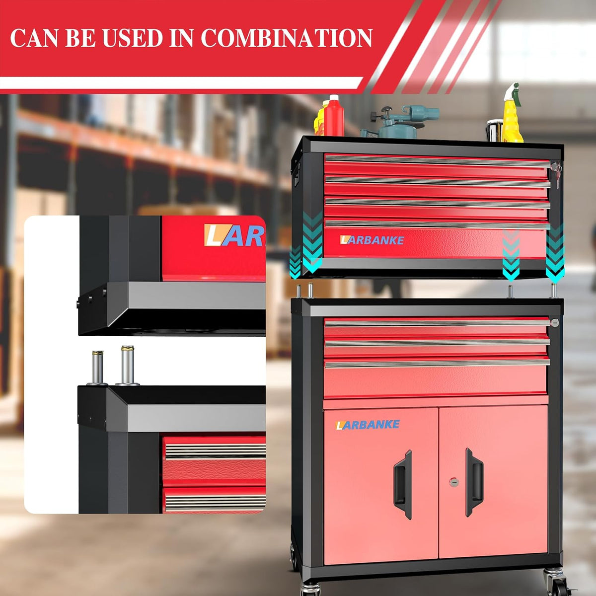 larbanke portable 4-drawer tool chest with handle,lockable tool, package contents