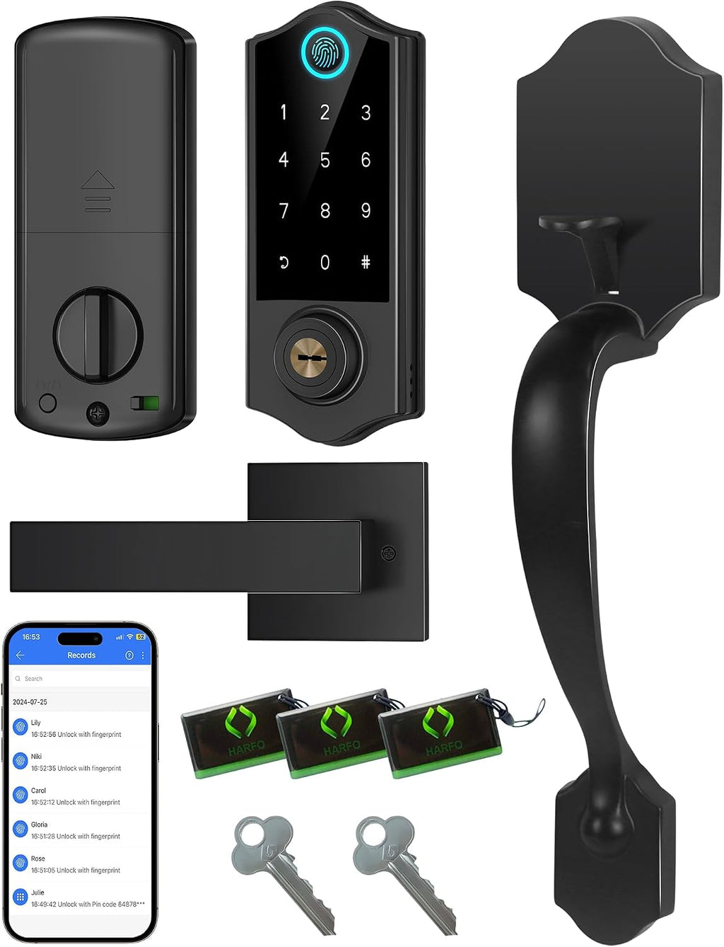 Fingerprint Smart Door Lock Front Door with Handle Set App Control