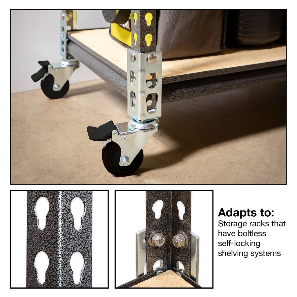 storage rack caster wheels (adapts to boltless self, side view