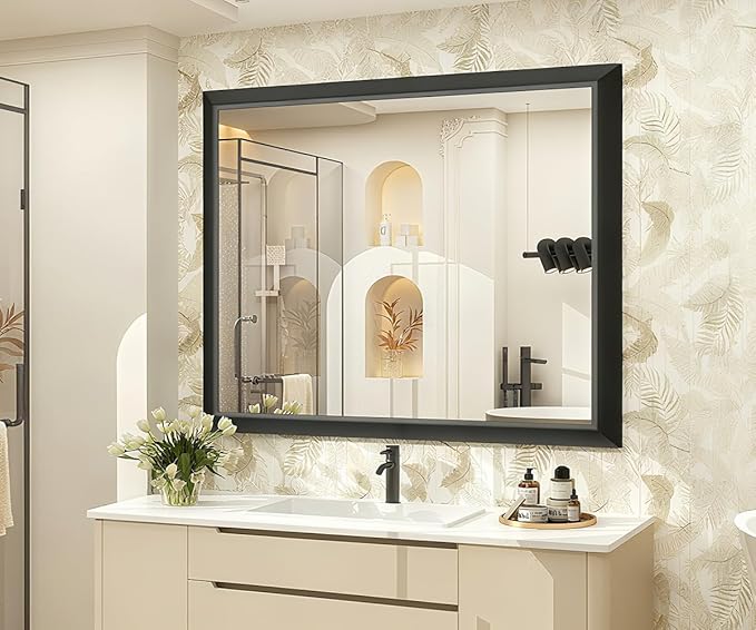 SMIROR Matte Black Bathroom Mirror