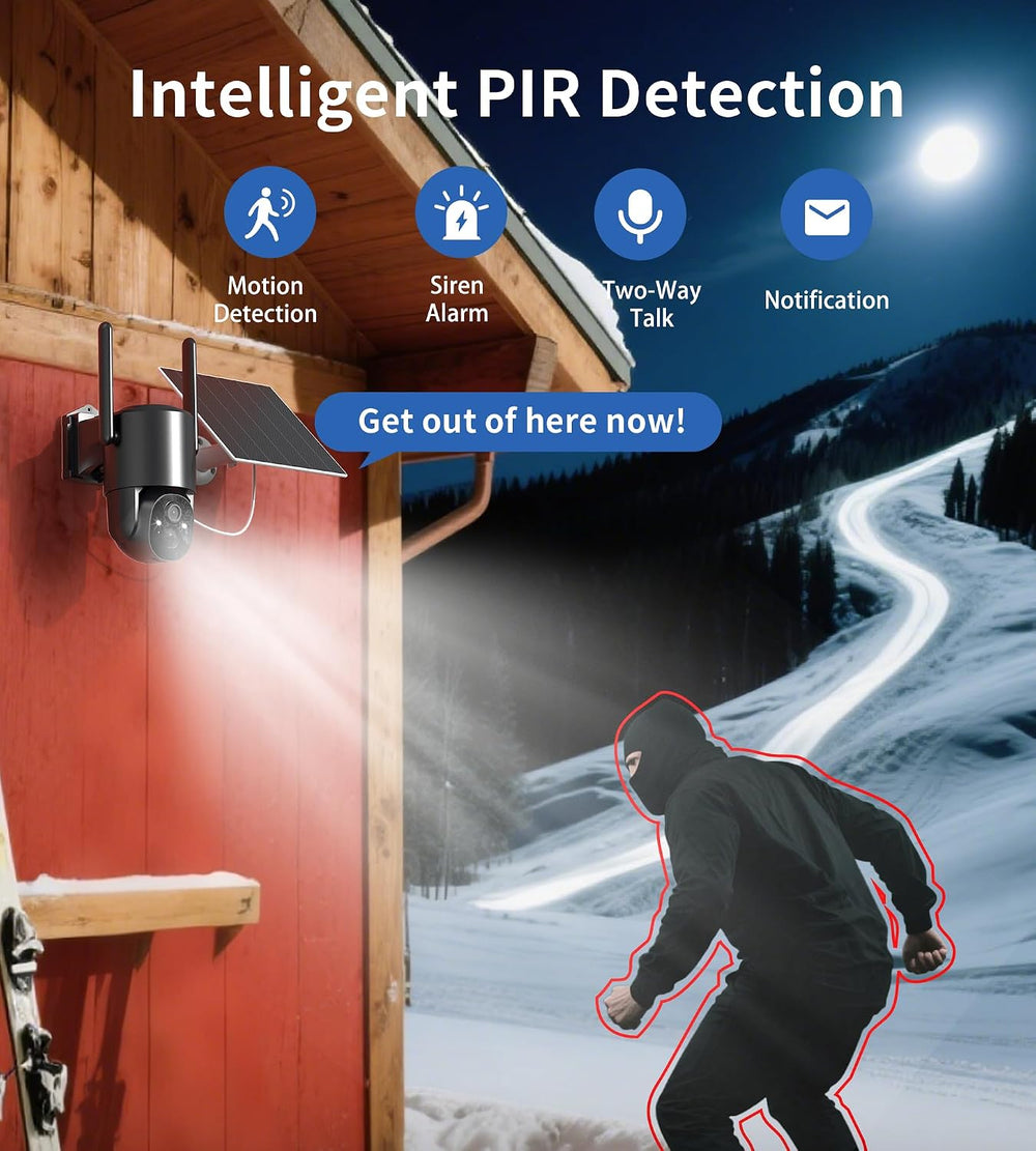 4G LTE Cellular Security Camera: No WiFi Security Camera Outdoor Solar Built-...