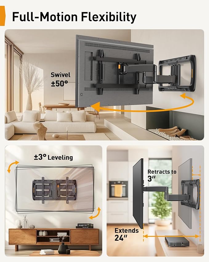 Perlegear Full Motion Sliding TV Wall Mount
