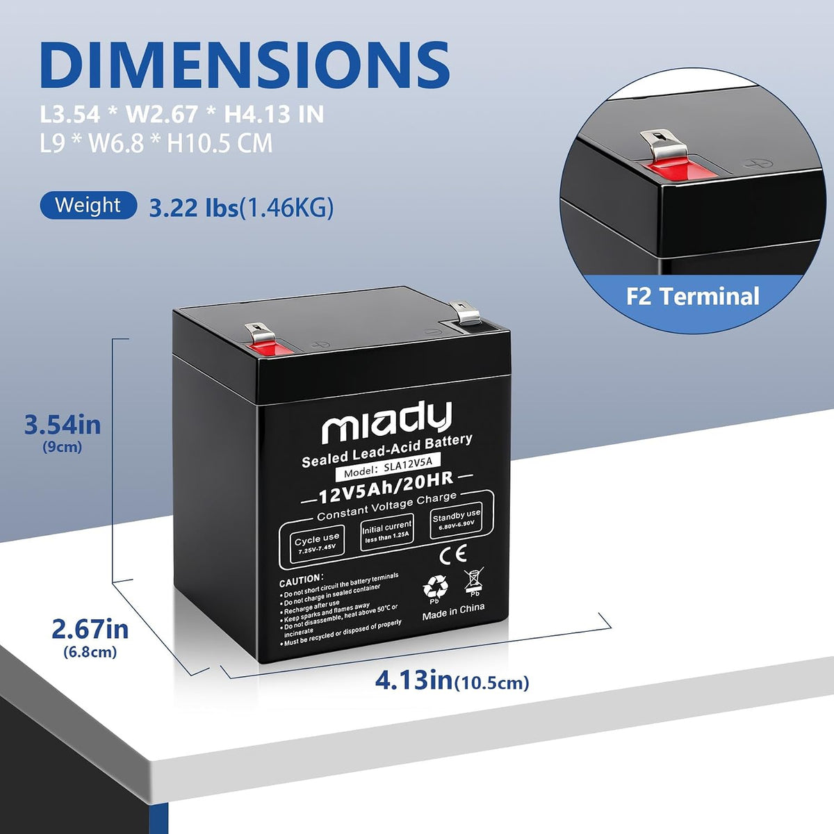 miady 12v 5ah rechargeable sealed lead acid battery shown in use