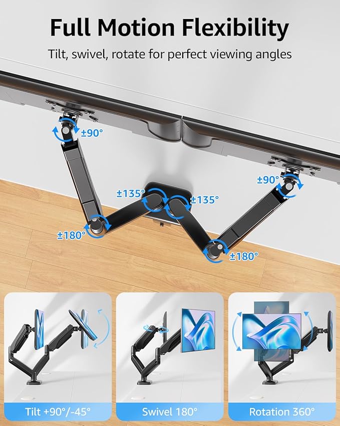 MOUNTUP Dual Monitor Stand for Desk, Monitor Arms for 2 Monitors 32 27 24 22