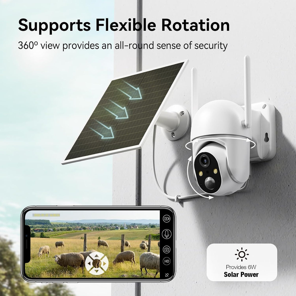 sehmua 2 pack 4g lte cellular solar security, side view