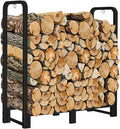 3FT Firewood Rack Stand Heavy Duty Logs Holder for Outdoor Indoor Fireplace Metal Wood Pile Storage Stacker Organzier, Matte Black