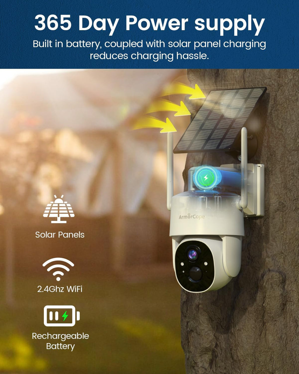 armorcope solar security cameras wireless outdoor,360° view battery, package contents