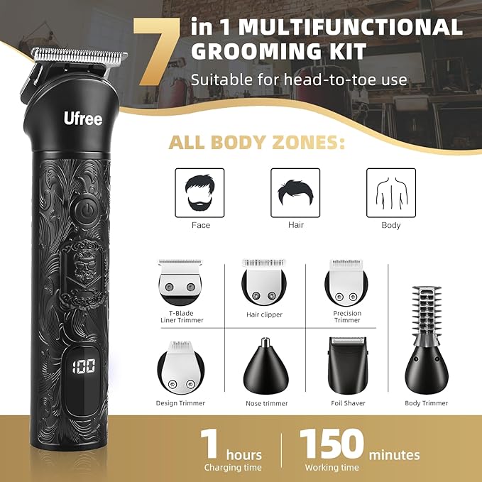 Ufree Beard Trimmer for Men, Electric Razor Shavers, Cordless Hair Clippers
