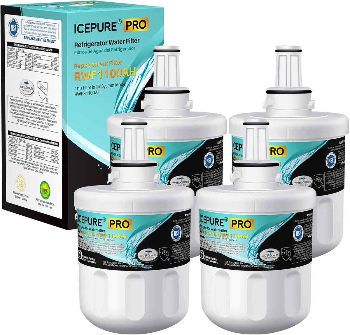 ICEPURE DA29-00003G Remove PFOA&PFOS, NSF/ANSI 401&473&53 Replacement (4PACK)