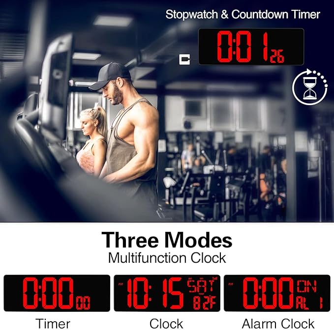 XREXS Large Digital Wall Clock WiFi Sync, 16.5 in Large Display Wall Clock