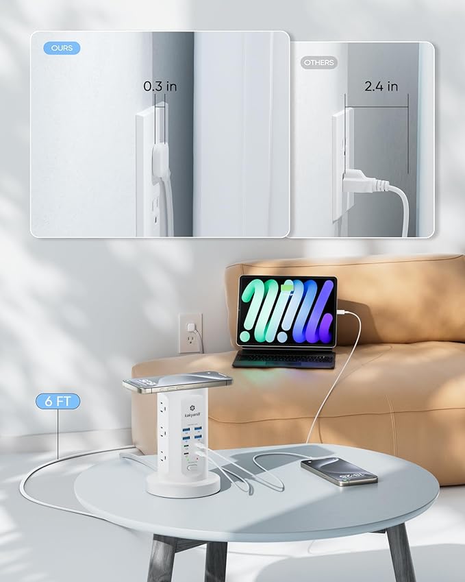 Kakyanill 115W USB Charging Station, Surge Protector Power Strip Tower