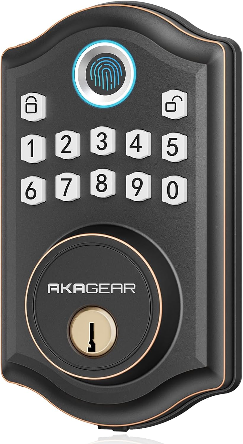AkaGear DS10 Keyless Entry Door Lock with Fingerprint, Oil Rubbed Bronze