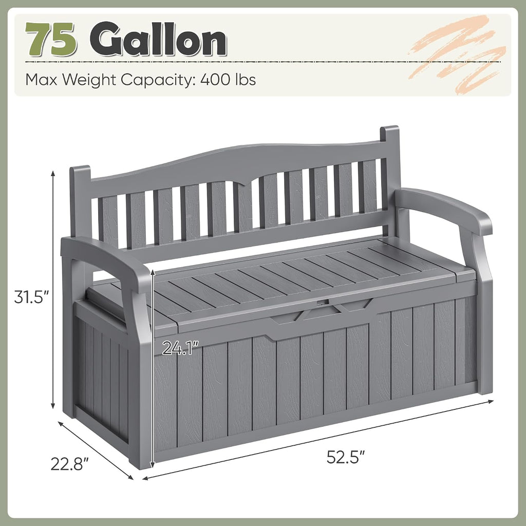 homall 75 gallon outdoor storage benches lockable deck, close-up detail