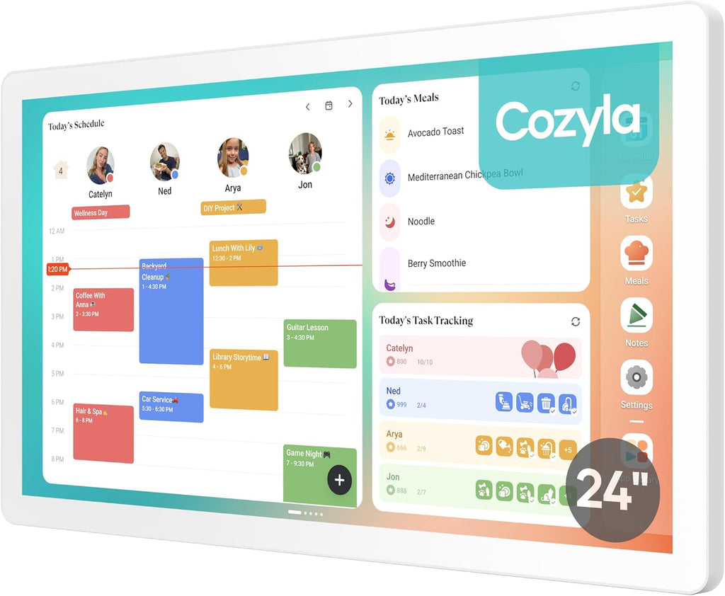 Cozyla Digital Calendar+ 2: 24 inch Wall Planner Touch Screen Chore Chart