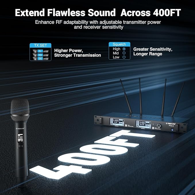 Phenyx Pro Dual-Channel Wireless Microphone System, Dynamic Mics w/ID Lock