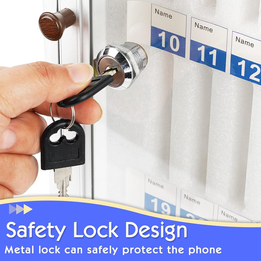 36 slots aluminum alloy cell phone locker, phone showing dimensions
