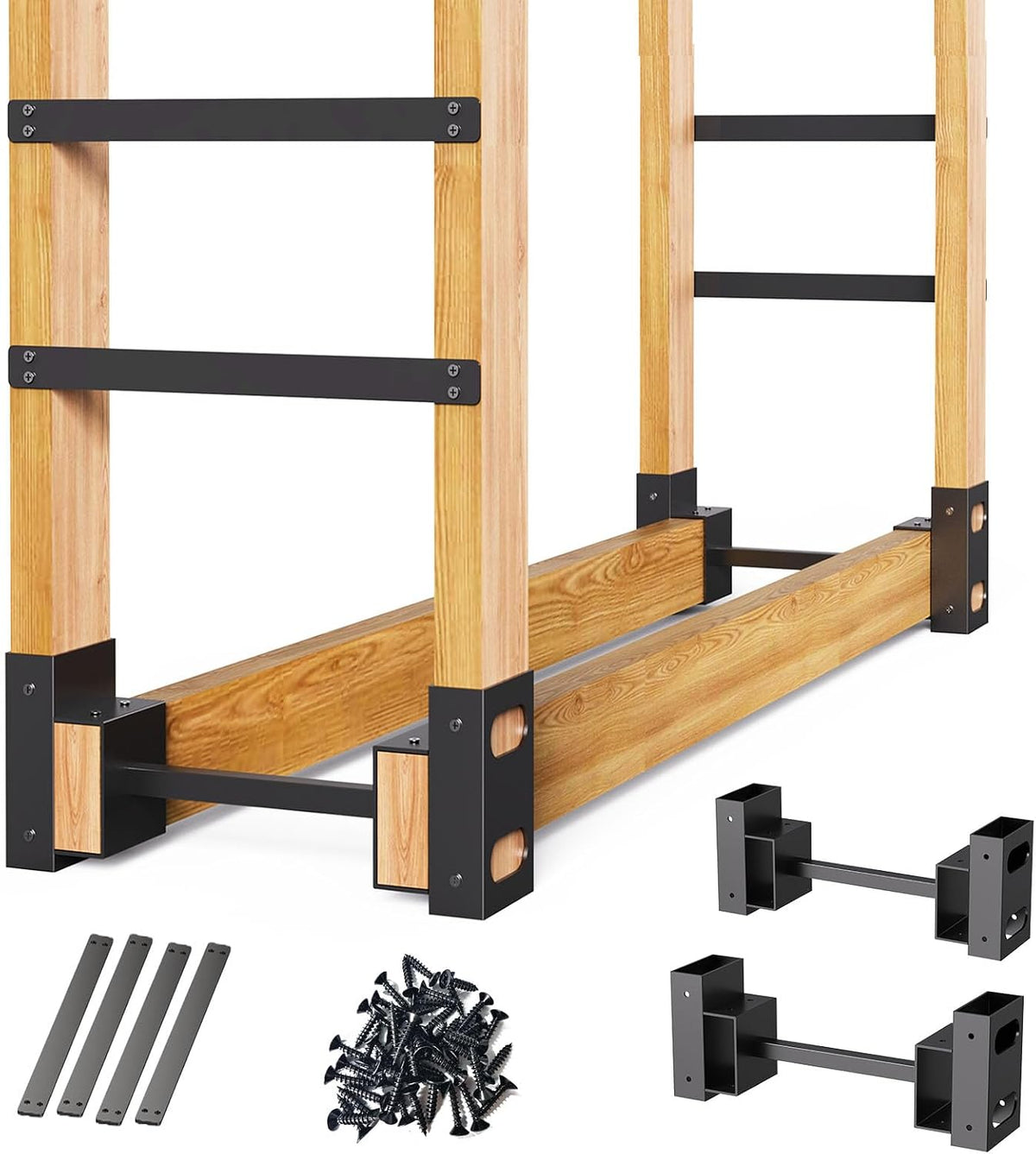 Eibikdi Firewood Rack Outdoor, Black, Set of 2