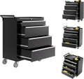 Rolling Tool Chest, 4-Drawer Tool Storage Cabinet, Tool Box with Wheels, Lock System and Drawer Liners, Tool Cart for Warehouse, Workshop and Repair Shop, Black