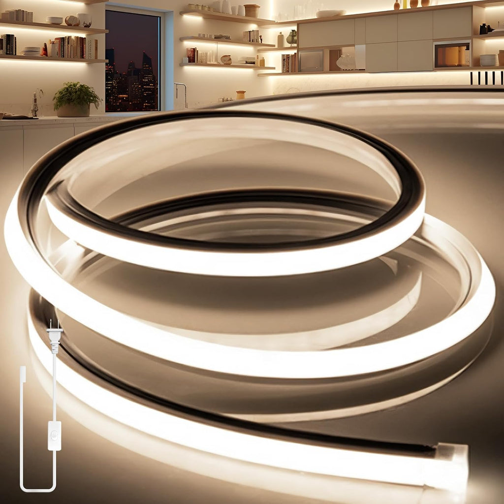 VOEWT LED Strip Lights Neutral White 4000K, 32.8ft 110-120V Neon Rope Lights