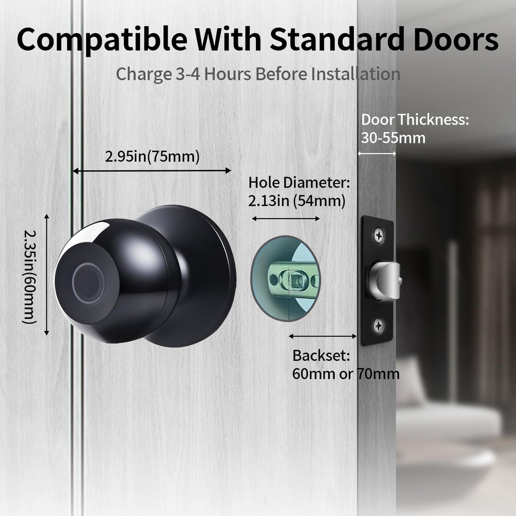 smart fingerprint door lock with app control &, side view
