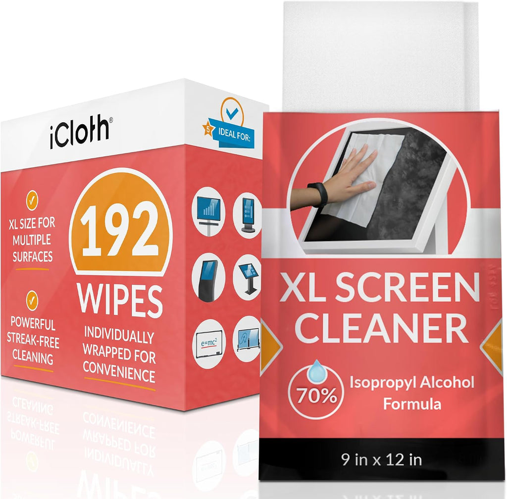 iCloth 70% Isopropyl Alcohol XL Screen and Electronics Wipes, Streak-Free