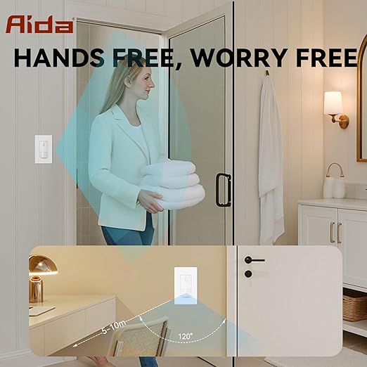AIDA Single Pole Motion Sensor Light Switch w/Neutral Wire (4 Pack)