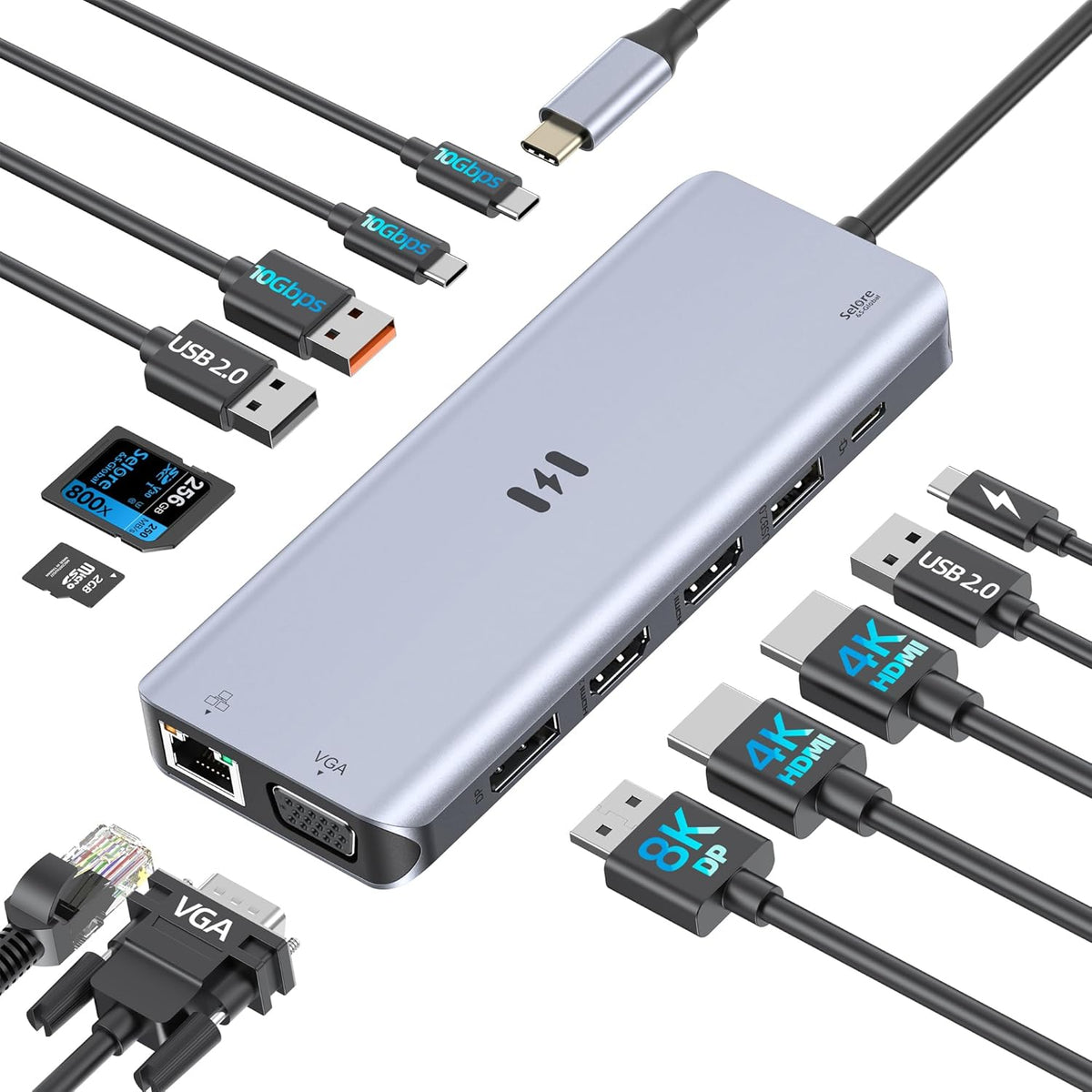 USB C Docking Station 4 Monitors, 13 in 1 Laptop Docking Station 3 Monitors