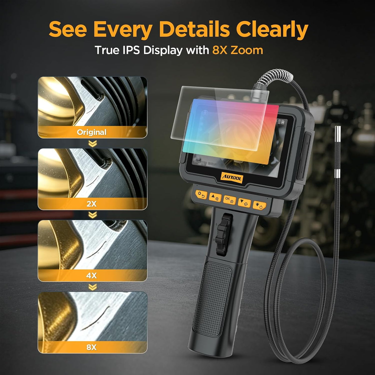 autool svb208 articulating borescope, 2-way 210° 0.24in ultra-slim showing dimensions