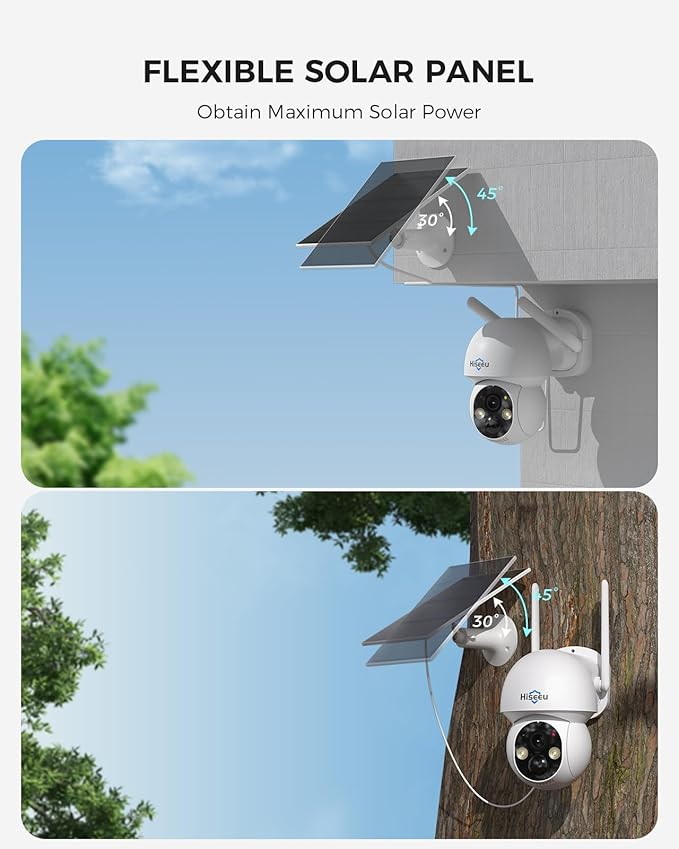 Hiseeu Solar Security Camera Outdoor, 4MP Cameras, Wireless Home Security