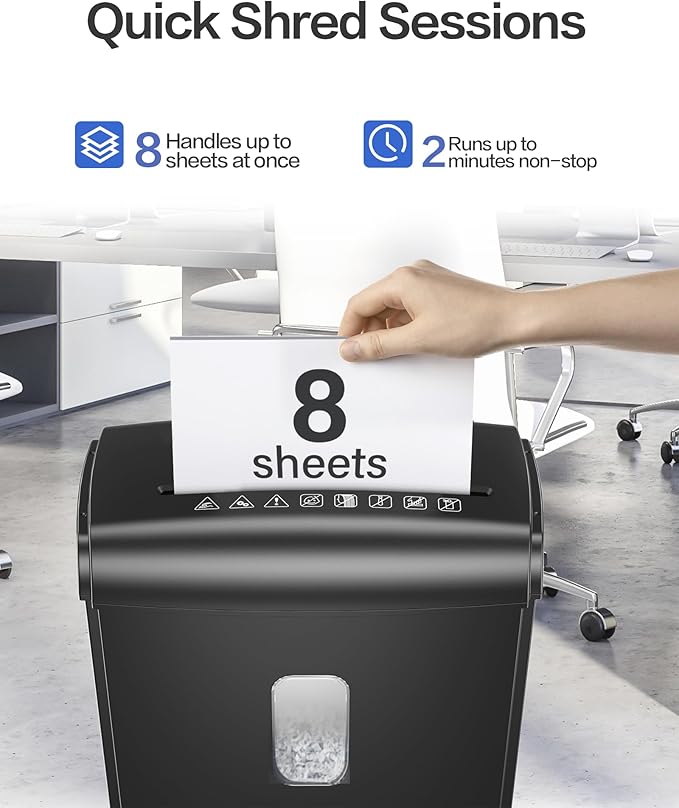 Locksworth 8-Sheet Micro-Cut Paper Shredder, P4 High Security, 4 Gallon Bin