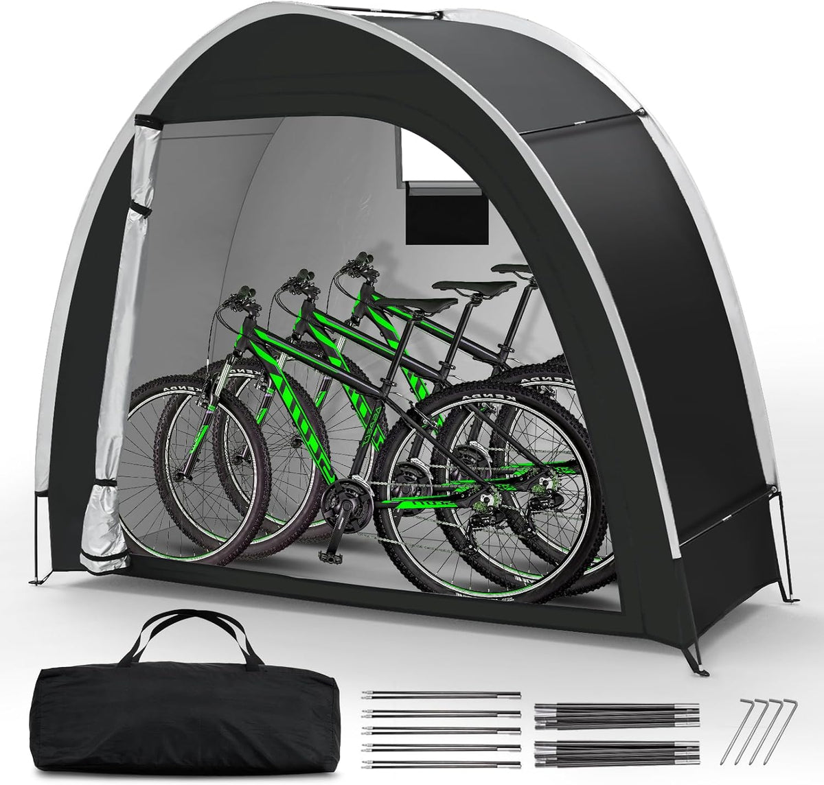 Bike Storage Tent, PU5000 Waterproof Outdoor Shed for 2 Bikes