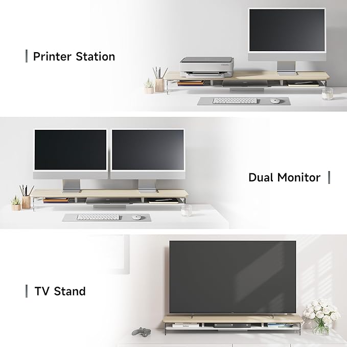 Fenge Acrylic Monitor Stand Riser, 42.5 Inches Dual Monitor Stand
