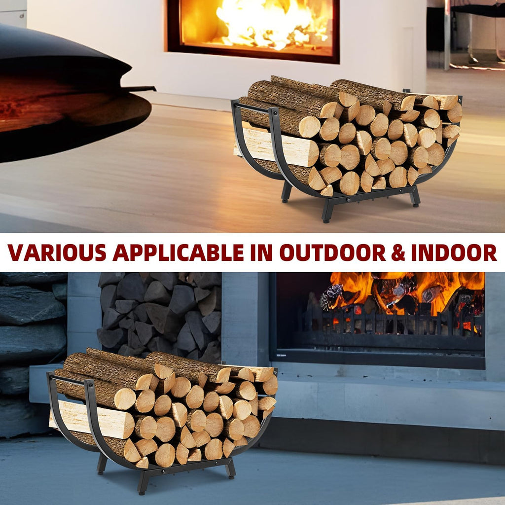 30in firewood log storage rack holder heavy duty showing dimensions