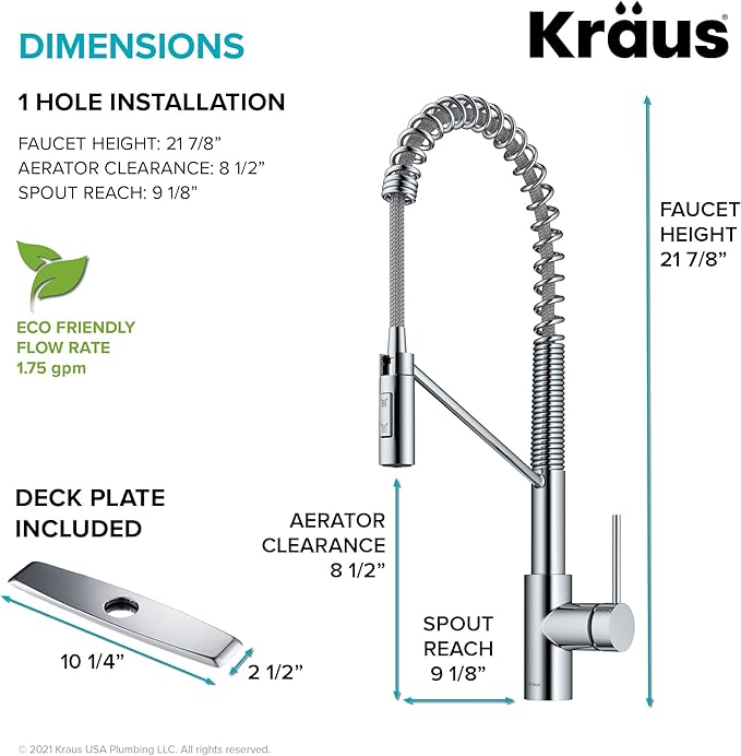 KRAUS Oletto Commercial Style Single Handle Pull Down Kitchen Faucet