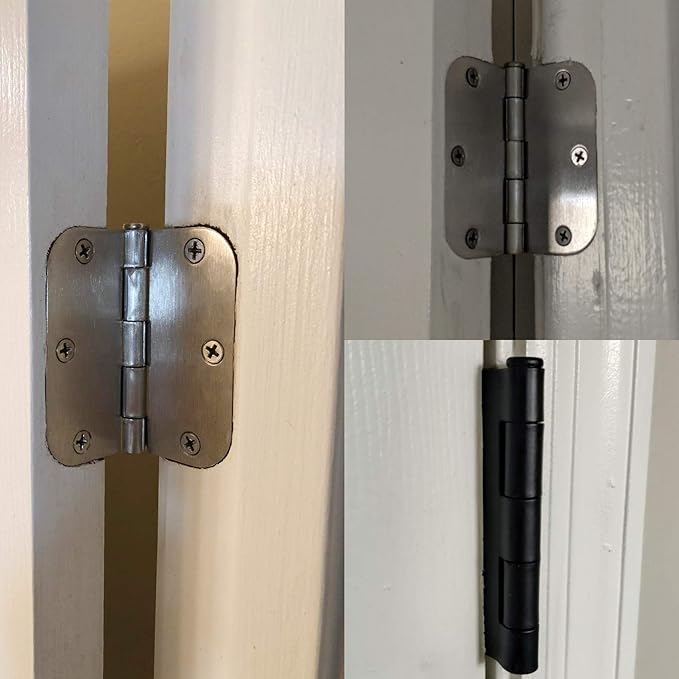 100 Pack Interior Door Hinges Brushed Nickel 3.5 inch x 3 1/2" 5/8" Round