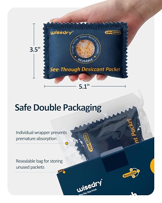 wisedry 100g See-Through Desiccant Packs (10 Packs)