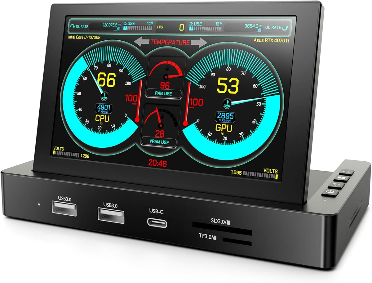 5-Inch Mini Monitor with USB HUB & Raspberry Pi Mount Holes, Type-C One-Cable
