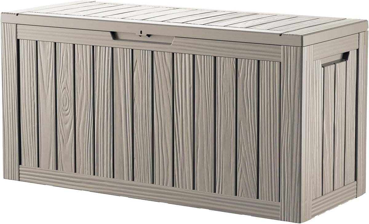 TARKARI 80 Gallon Outdoor Storage Box Waterproof, Resin Deck Boxes with Lockable Lid & UV-Resistant for Patio, Pool, Garden Furniture Cushions & Accessories, Coffee