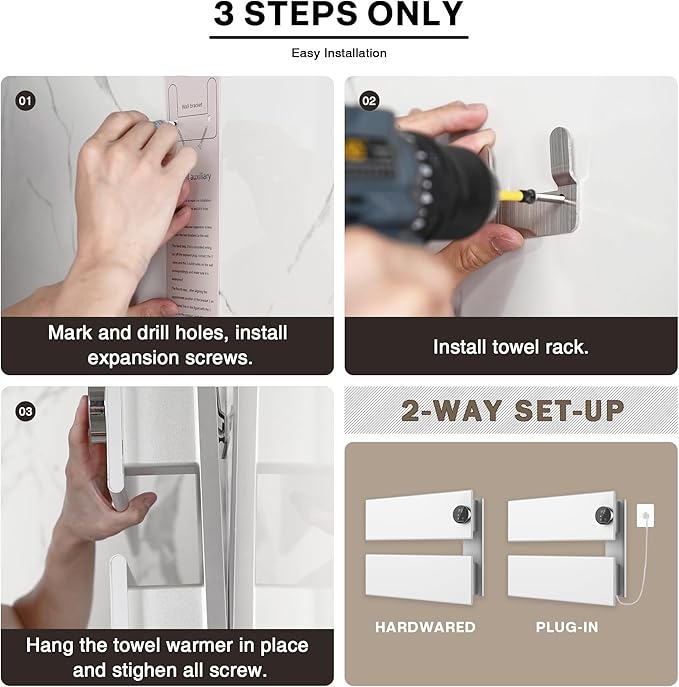 K&KALONZO Electric Towel Warmer, 18.35" W x 14.6" H Wall-Mounted Towel Heater